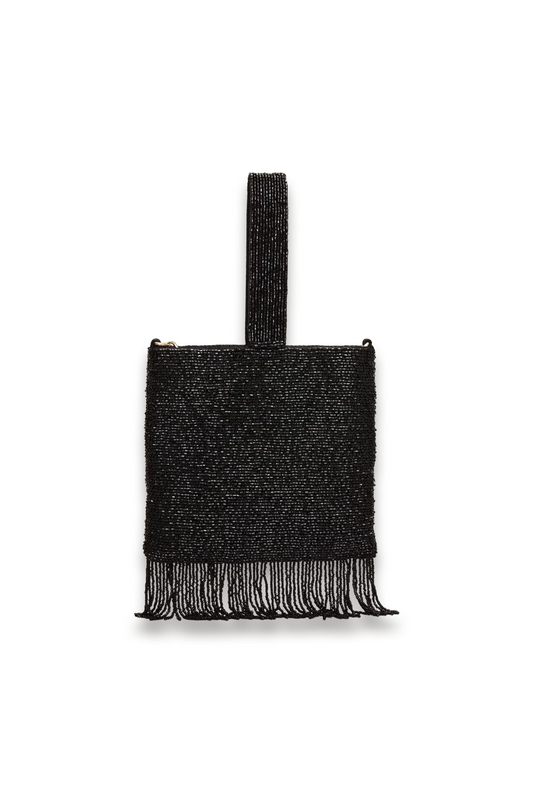 Black Beaded Tassle Bag