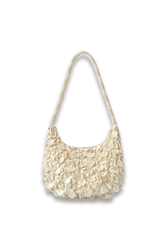 Pearl Detail Shoulder Bag, Cream