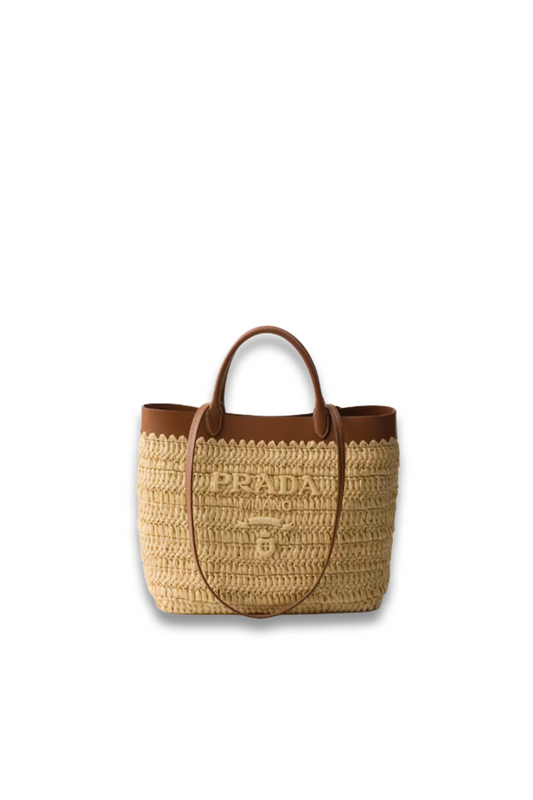Small Crochet and Leather Tote Bag