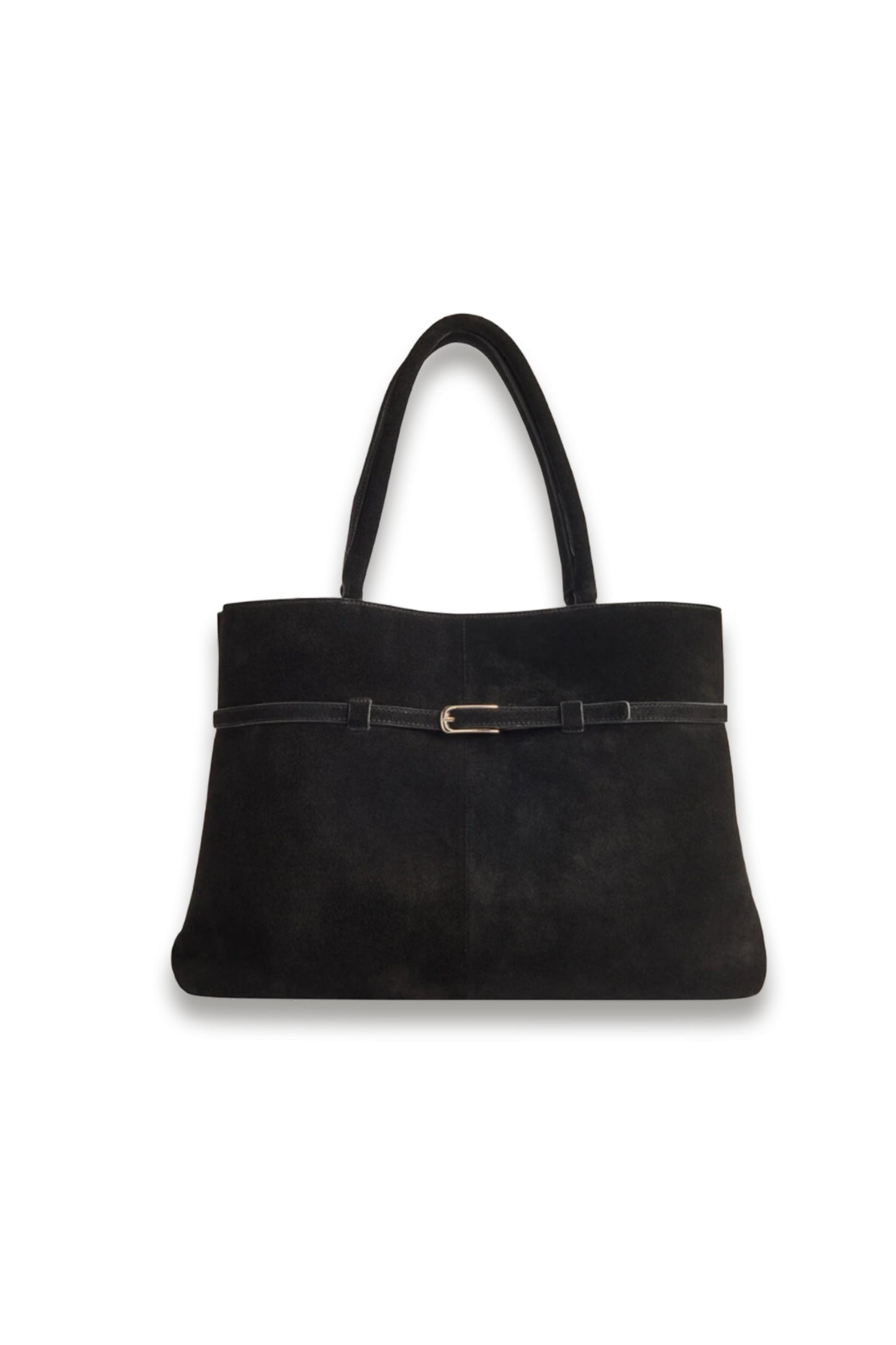 Black Noelle Suede Buckle Tote Bag