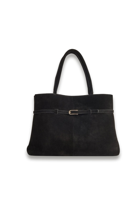 Black Noelle Suede Buckle Tote Bag