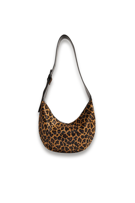 Leopard-print Sia Curved Crossbody Bag