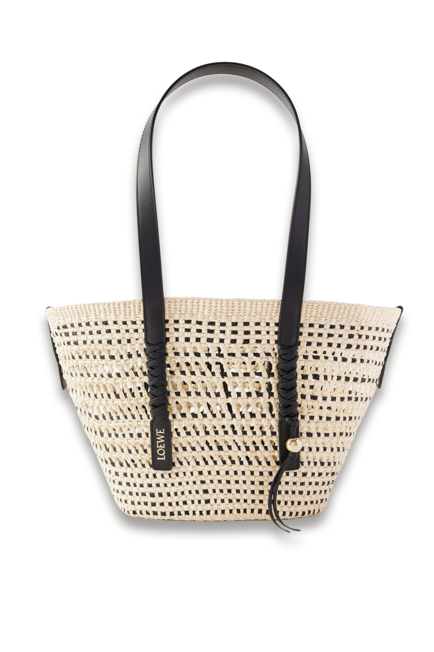 + Paula's Ibiza Braid Medium Leather-trimmed Raffia Tote