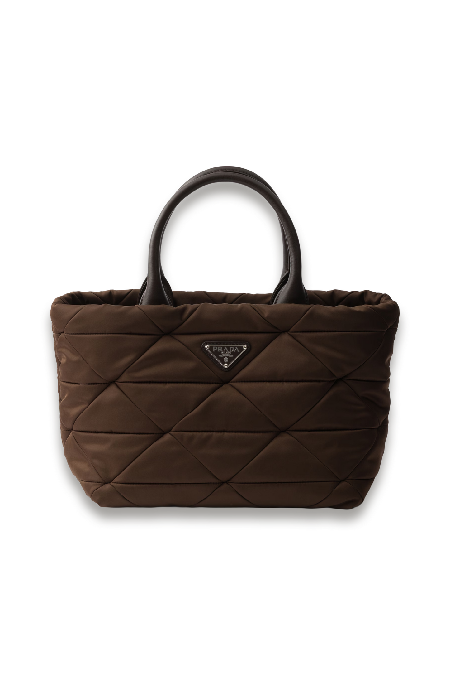 Medium Padded Re-Nylon and Leather Tote Bag