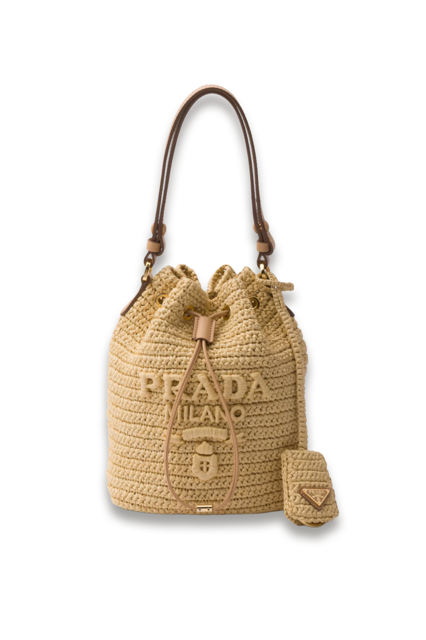 Mini Crochet and Leather Bucket Bag