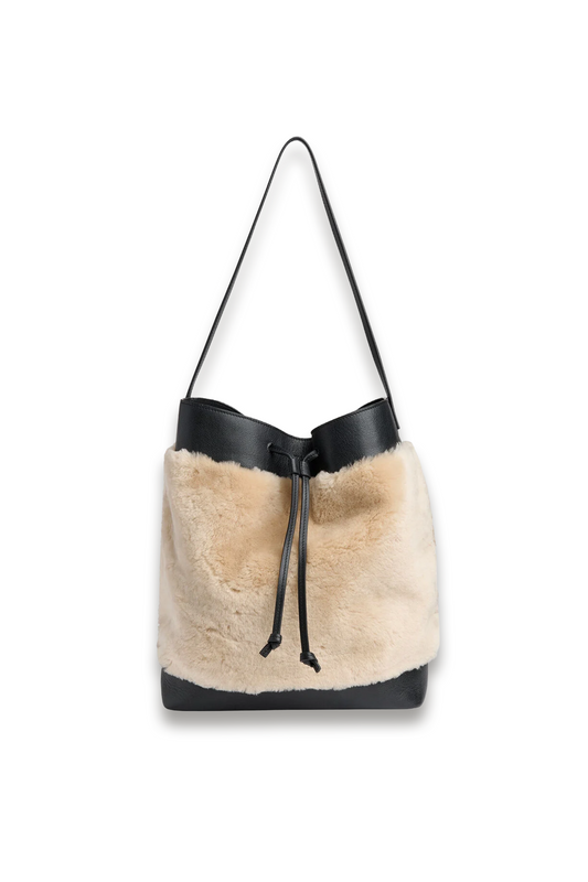 Cream Sasha Shearling Tote Bag
