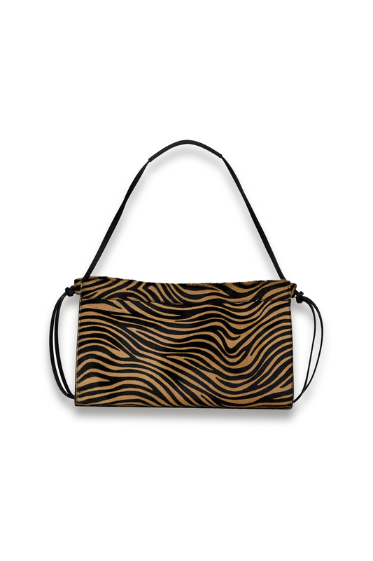 Zebra-print Leather Shoulder Bag