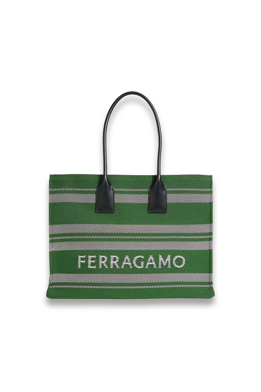 Leather-trimmed Jacquard Tote