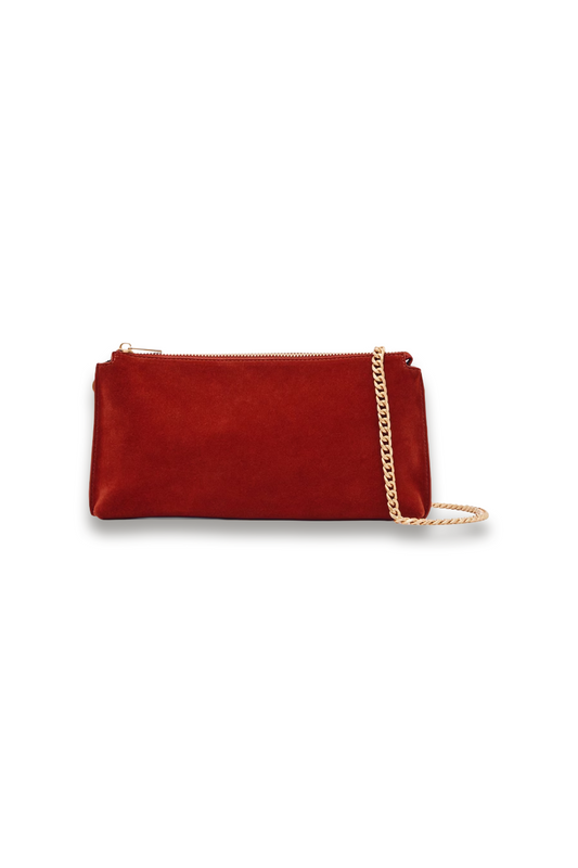 Leather Double-pouch Crossbody Bag in Red