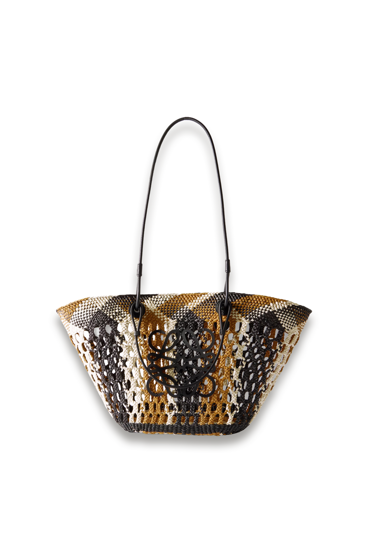 + Paula's Ibiza Anagram Leather-trimmed Woven Palm Tote