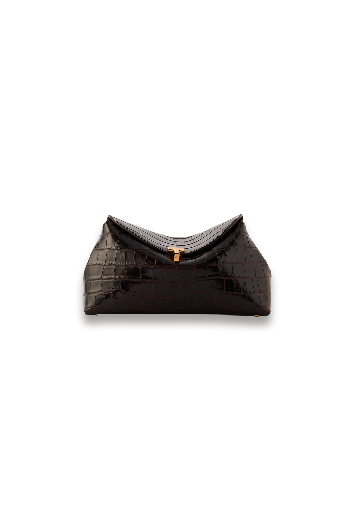T-Lock Croc-effect Leather Clutch