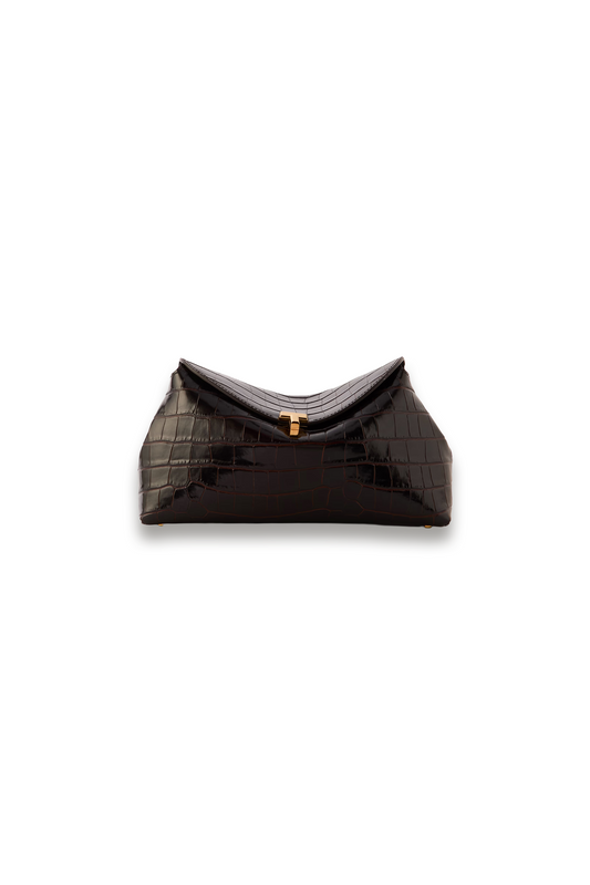 T-Lock Croc-effect Leather Clutch