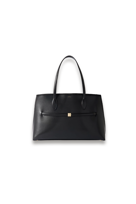 Belted Whipstitched Leather Tote