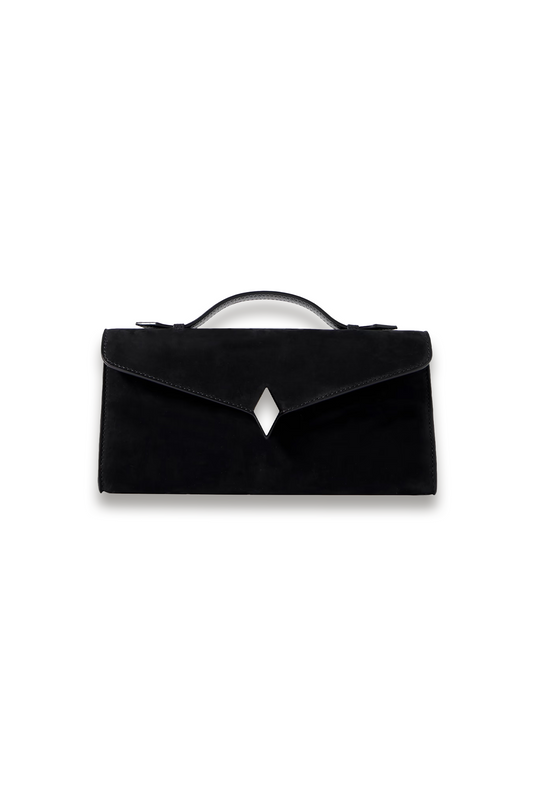 Edge Embellished Nubuck Clutch