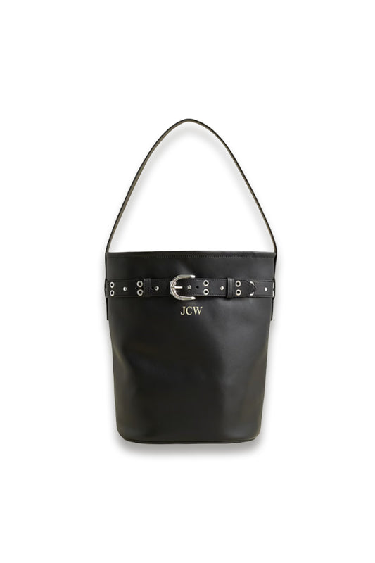 Berkeley Belted Bucket Bag in Studded Leather