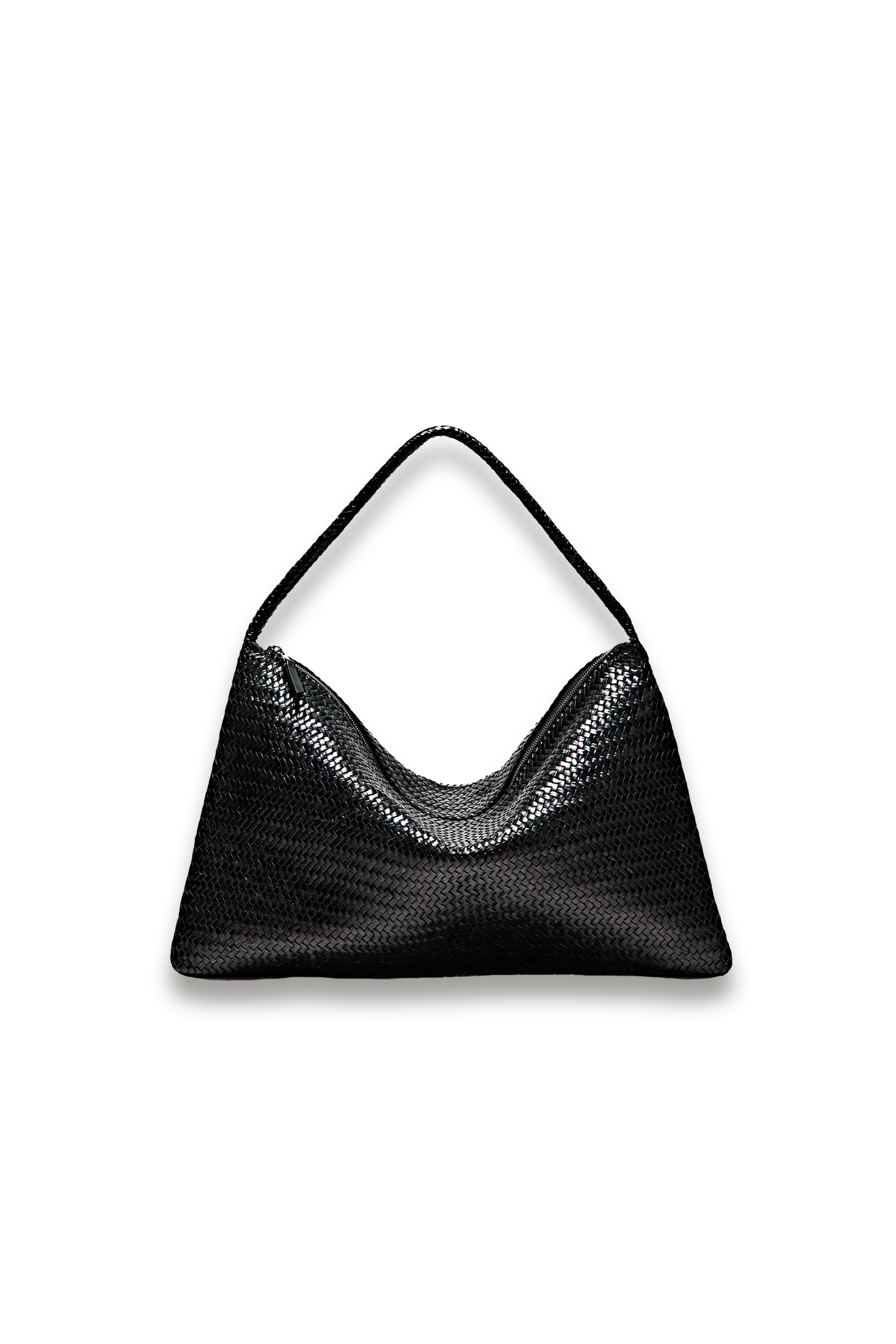 Large Woven Nappa Leather Satchel Bag