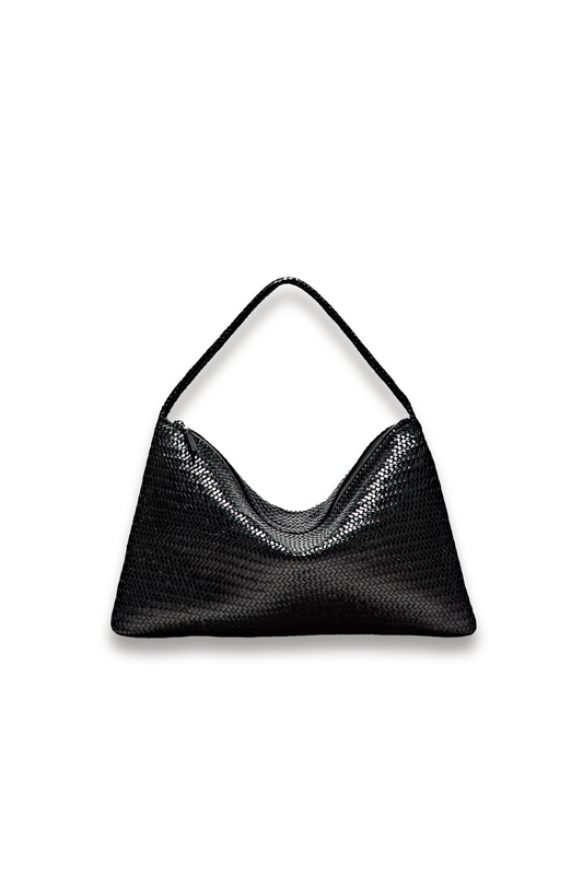 Large Woven Nappa Leather Satchel Bag