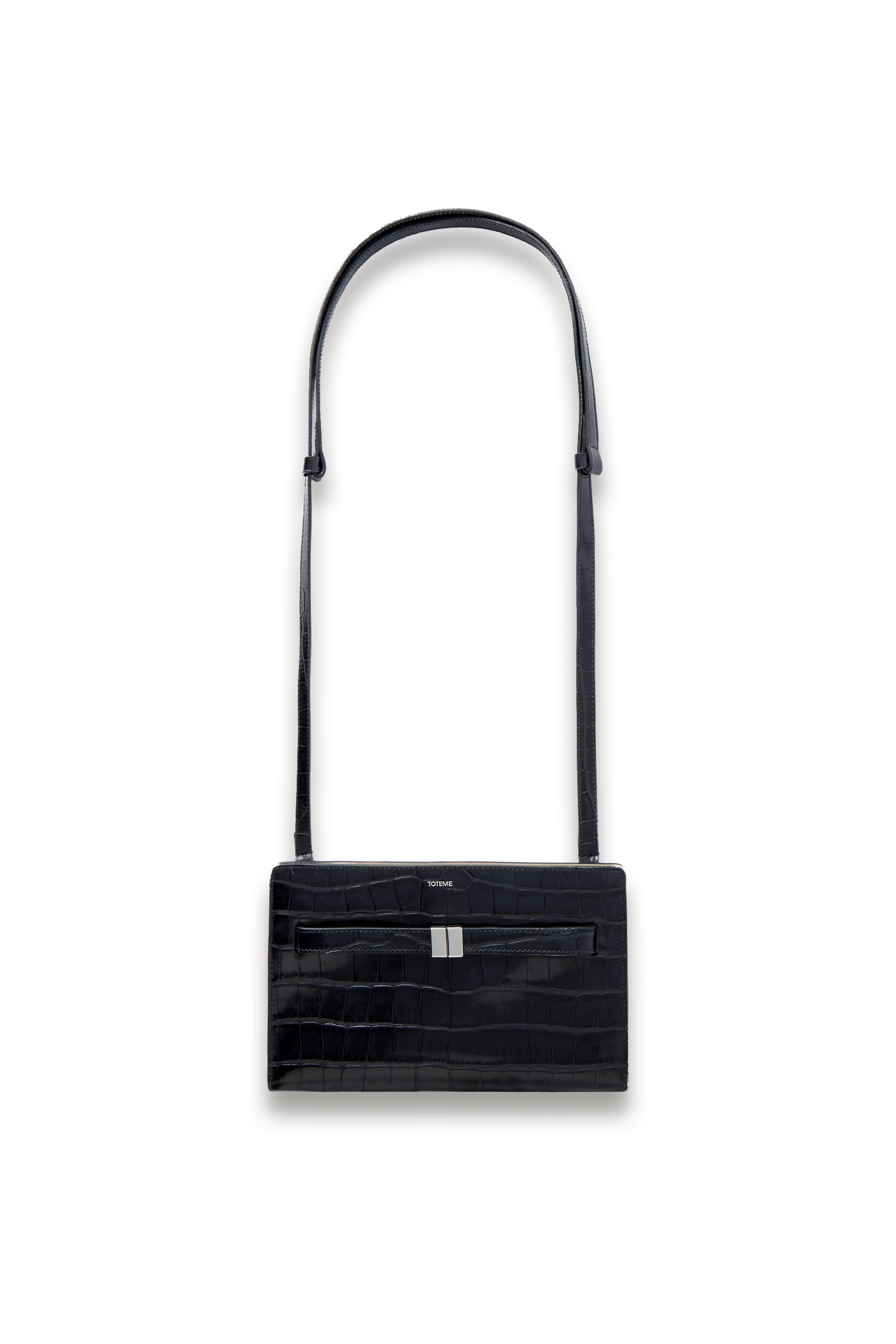 Belted Croc-effect Leather Shoulder Bag