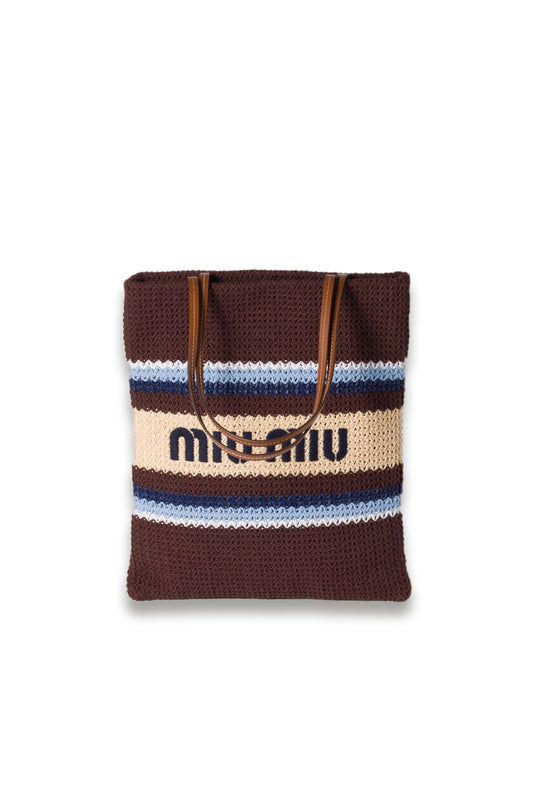 Raffia-effect woven tote bag