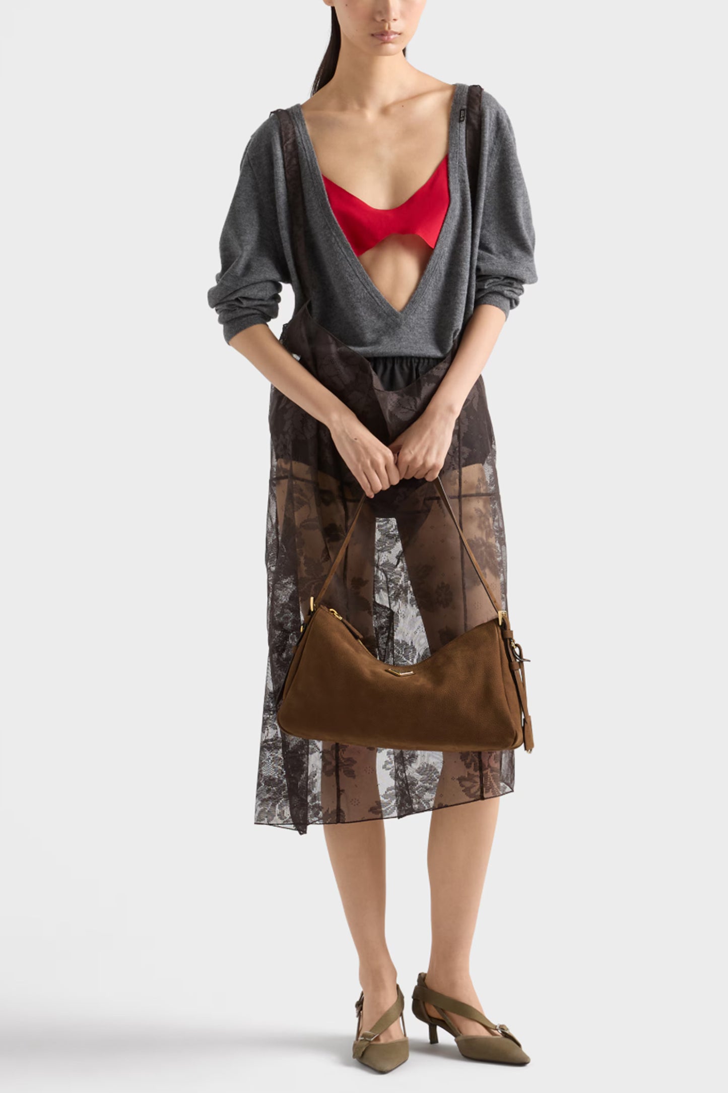 Aimée Large Nubuck Leather Shoulder Bag