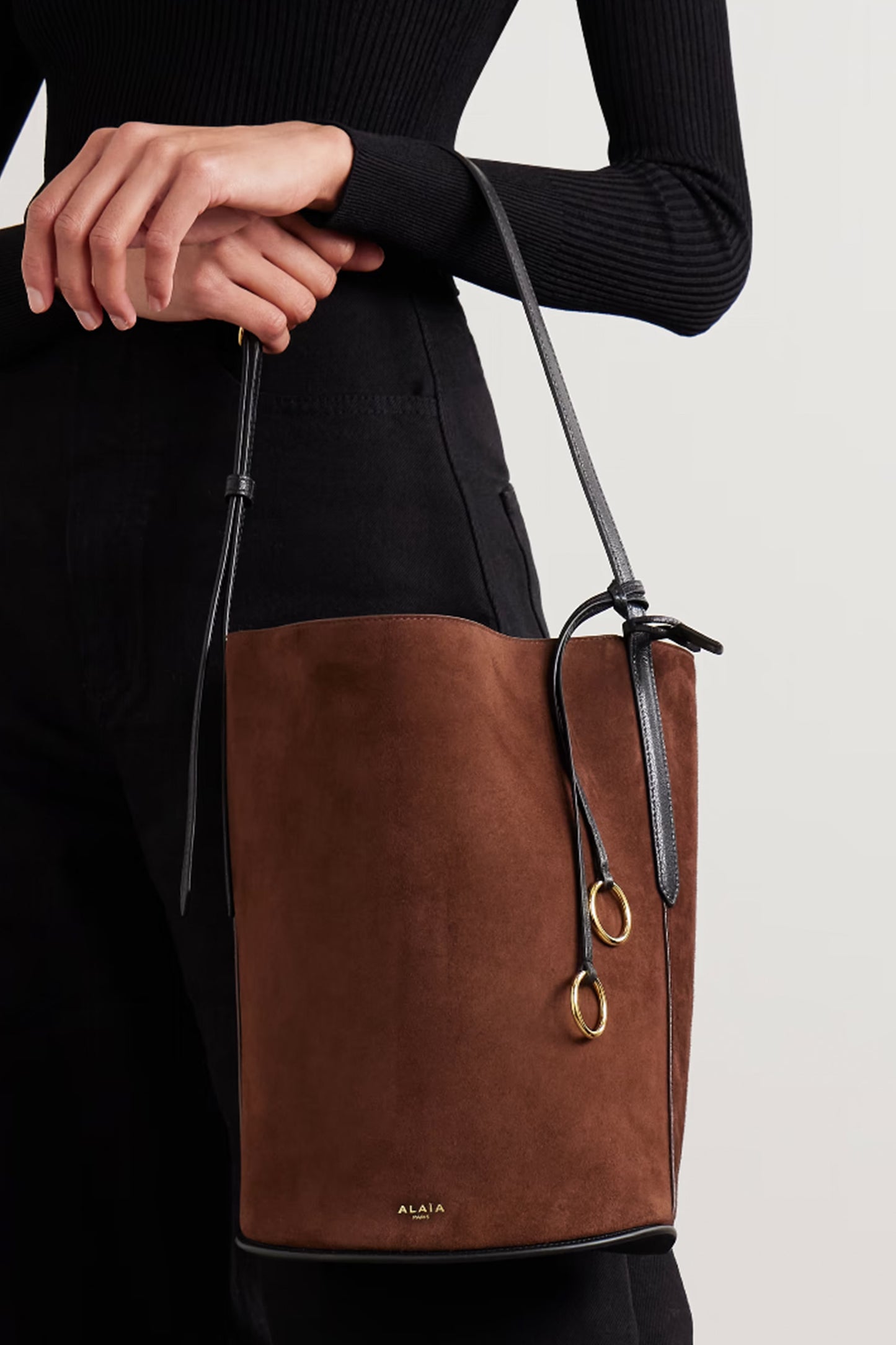 Leather-trimmed Suede Tote
