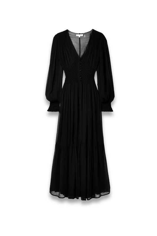 Evalina smocked chiffon maxi dress