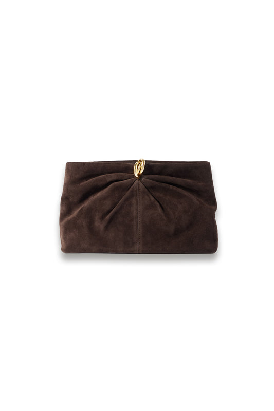 Corrine gathered suede clutch