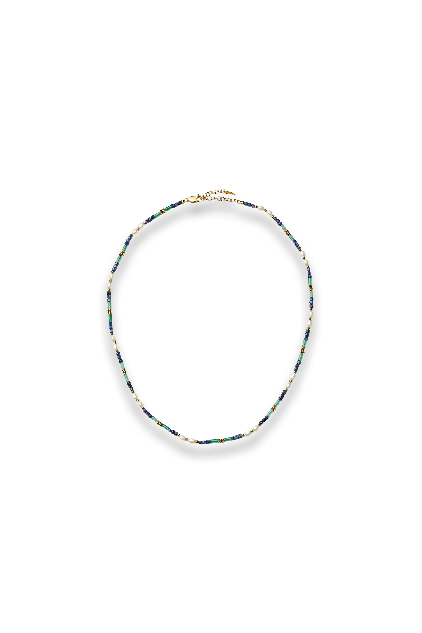 Beaded Gemstone & Pearl Short Necklace