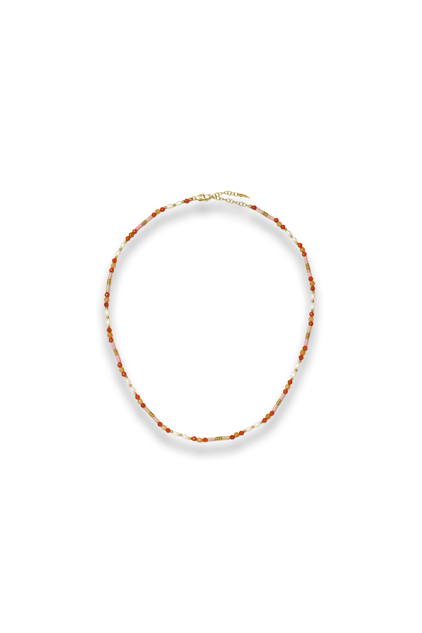 Beaded Gemstone & Pearl Short Necklace
