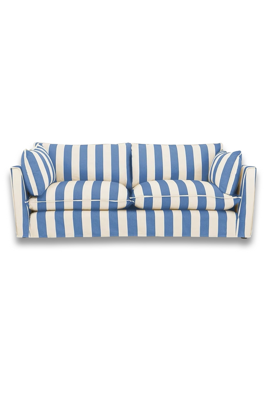 Cocobella Large Sofa, Light Leg, Cornish Blue Stripe
