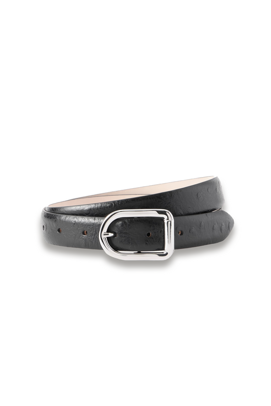 Mija Ostrich-effect Leather Belt