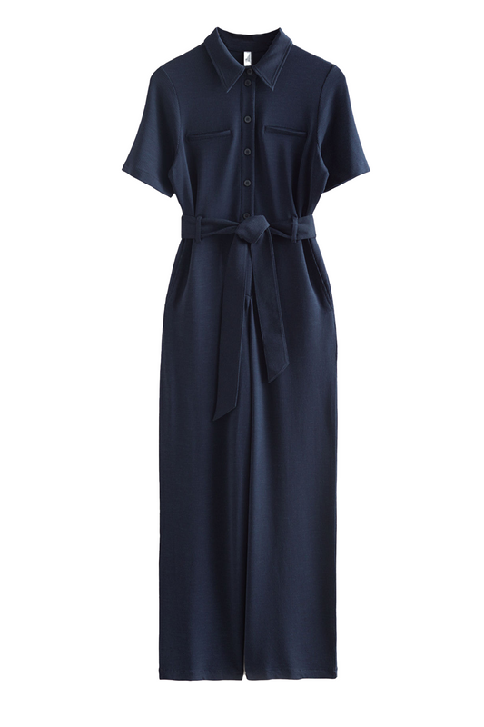 Belted Short Sleeve Jumpsuit