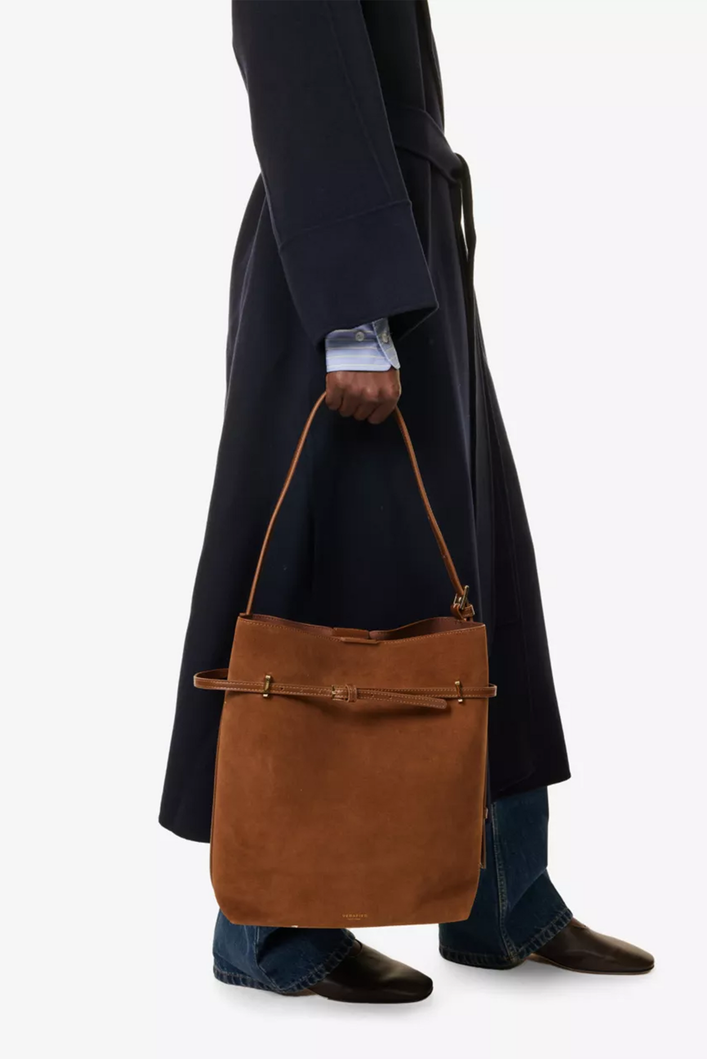 Belted Suede Tote Bag