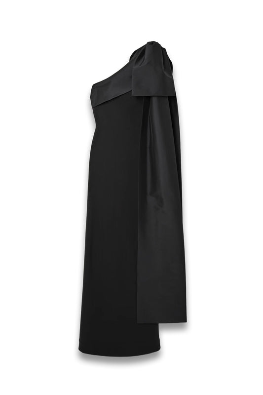 Adrian One-shoulder Bow-detailed Crepe and Taffeta Gown