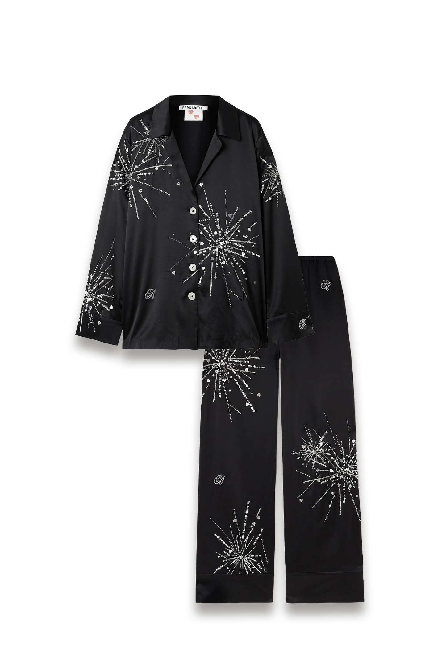 Louis Sequin-Embellished Silk-Blend Satin Pajama Shirt And Pants