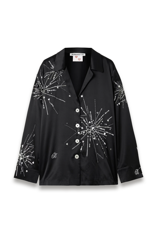 Louis Sequin-Embellished Silk-Blend Satin Pajama Shirt