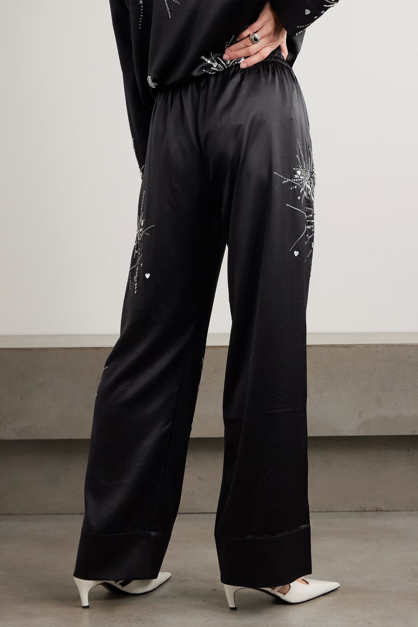 Louis Sequin-Embellished Silk-Blend Satin Pajama Pants