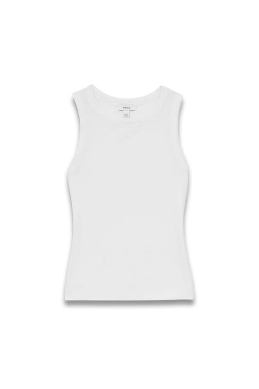 Betty Stretch-cotton Racerback Vest in White