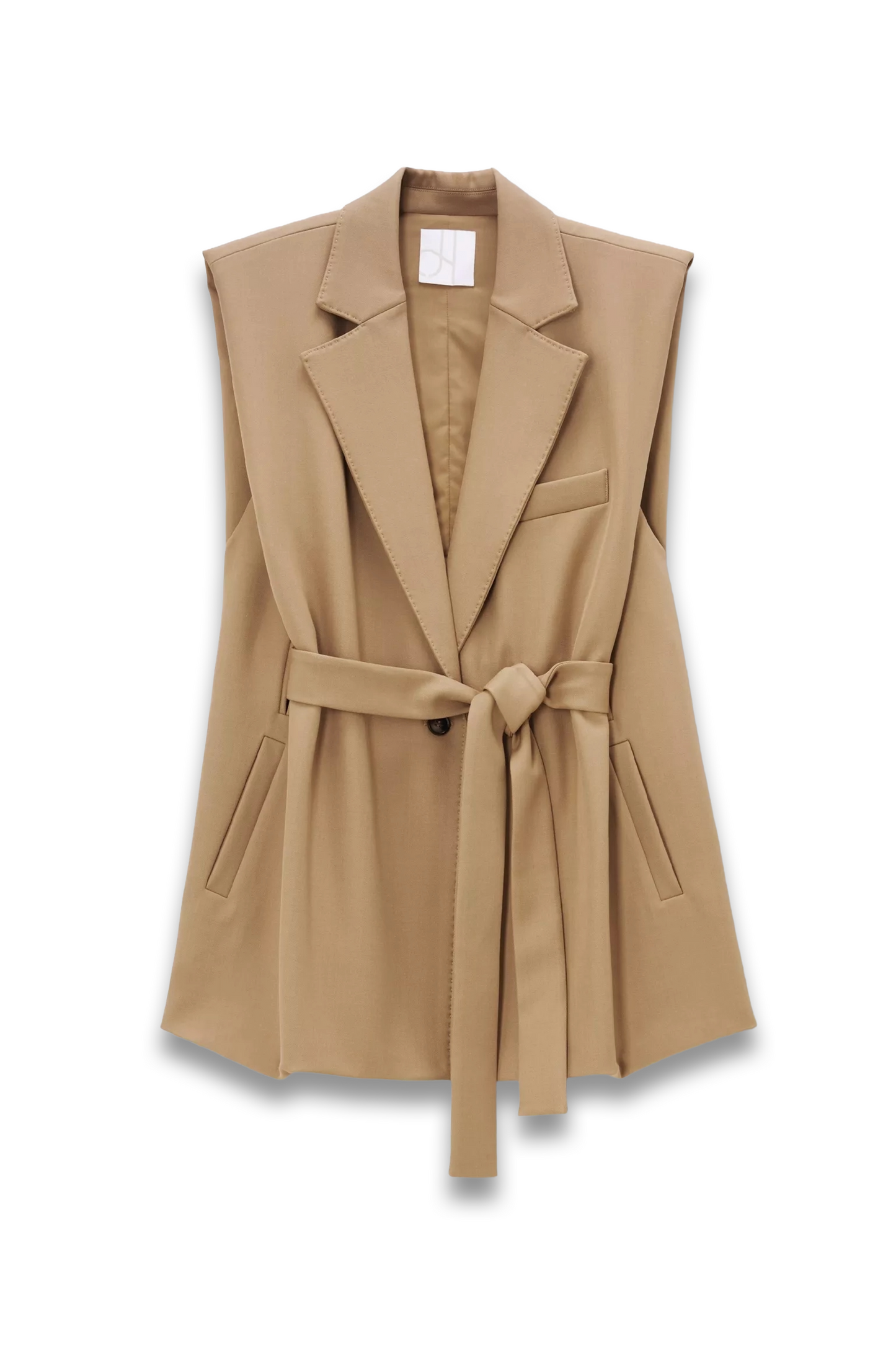 Tie Belt Cape Waistcoat, Camel