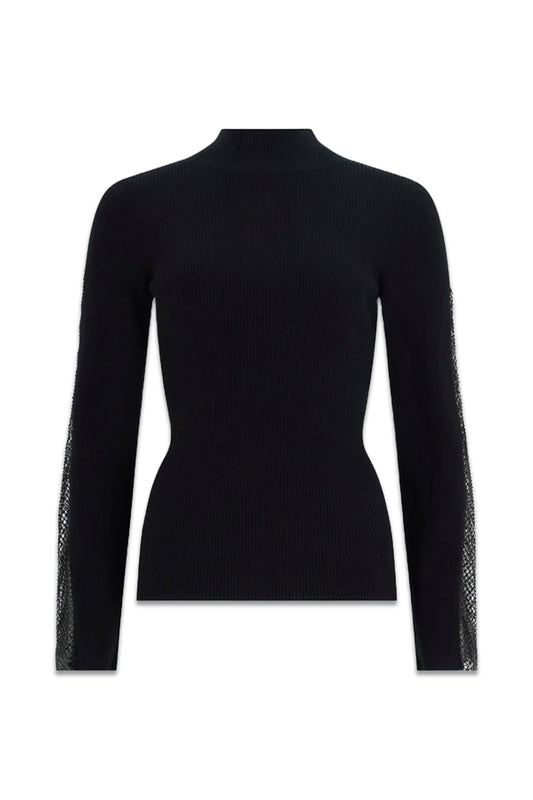 Black Diamante Mesh Jumper
