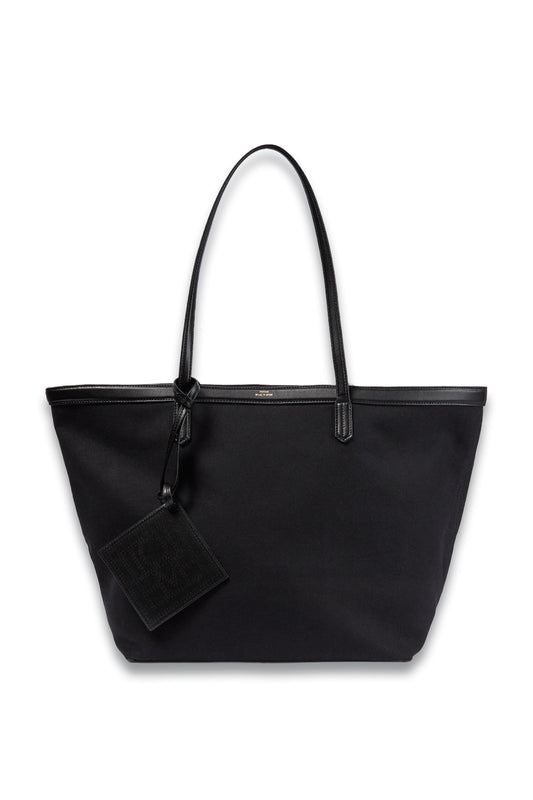 Leather-trimmed Canvas Tote Bag
