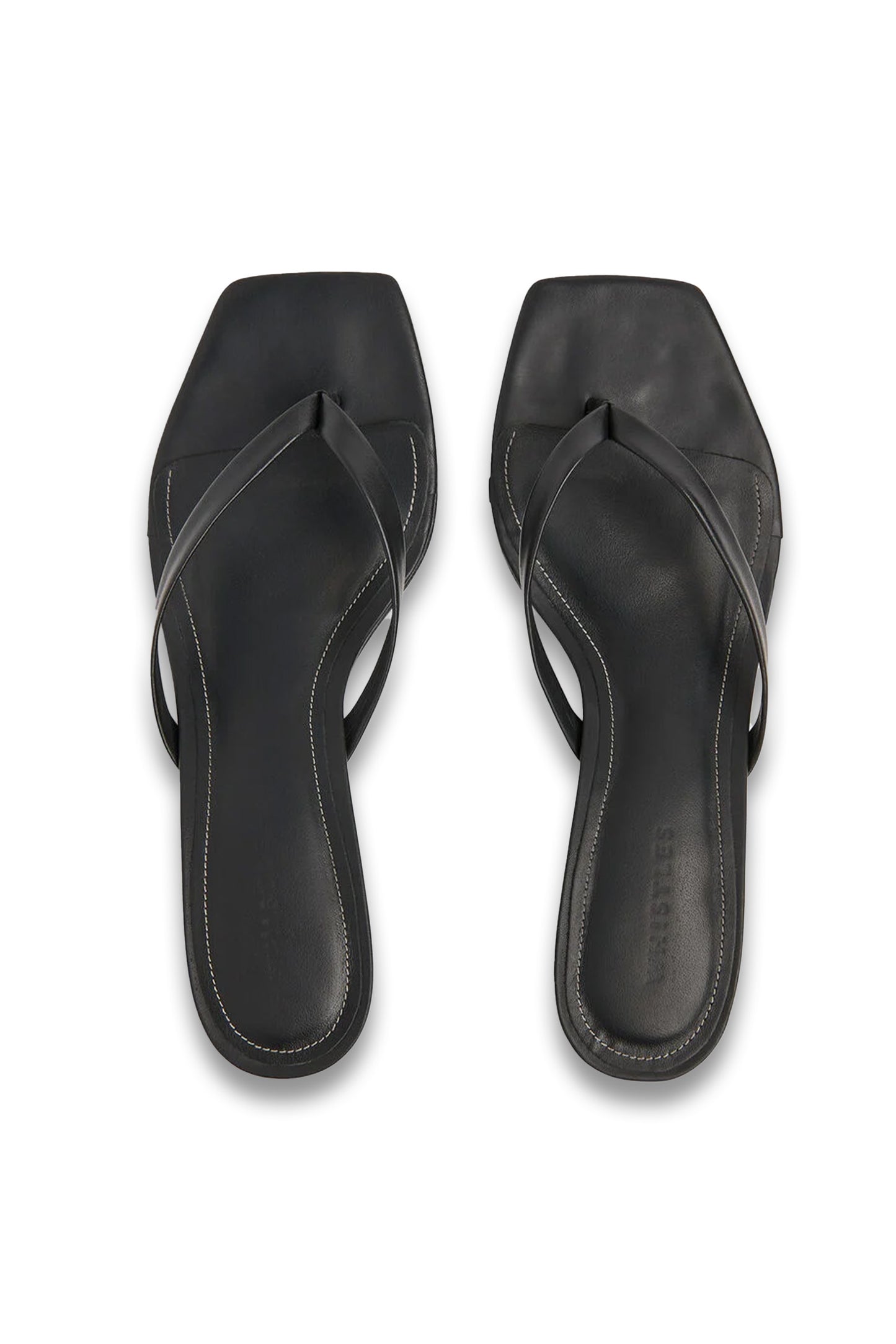 Pair of black kitten heel two-tow mules