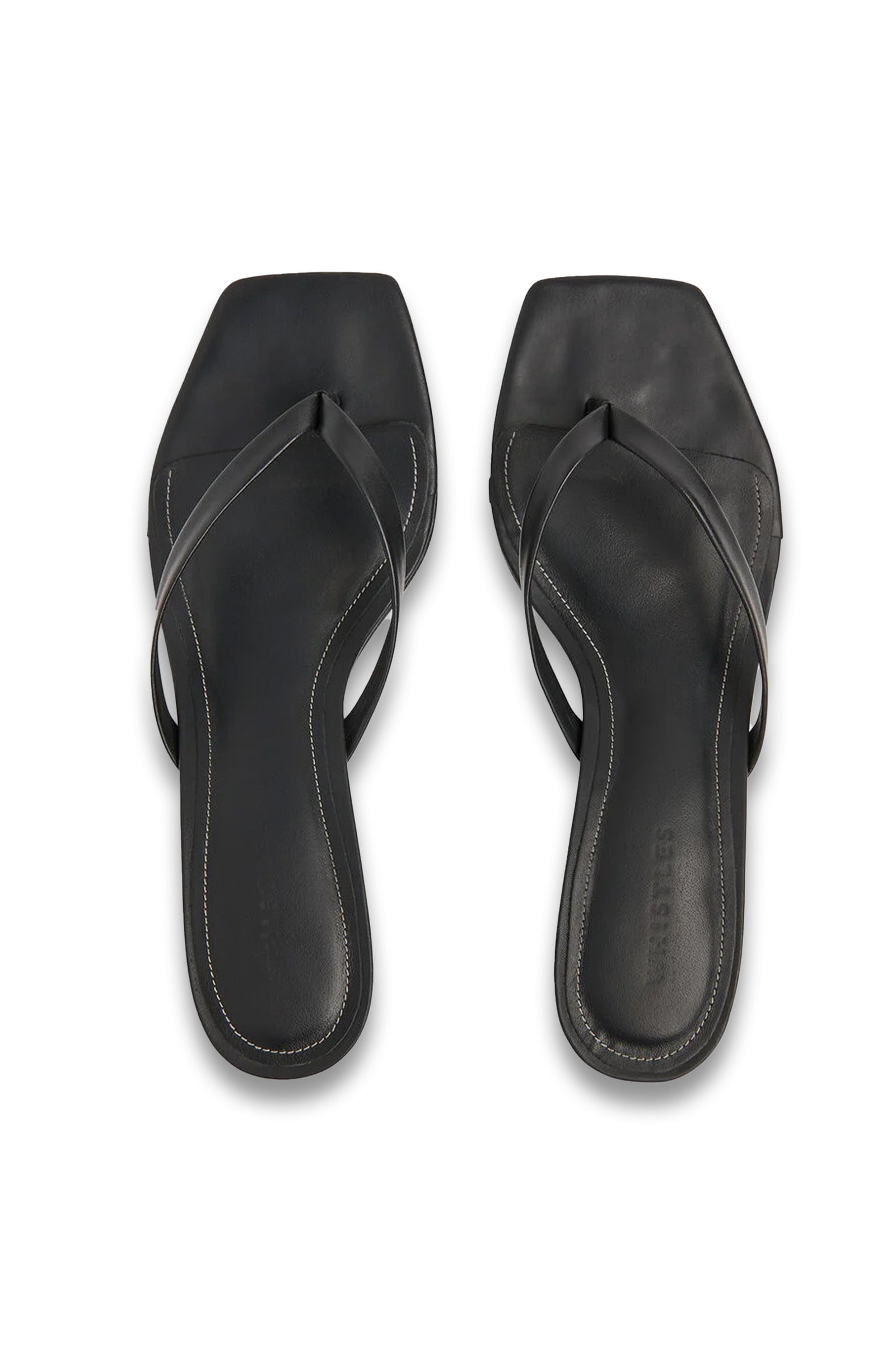 Pair of black kitten heel two-tow mules