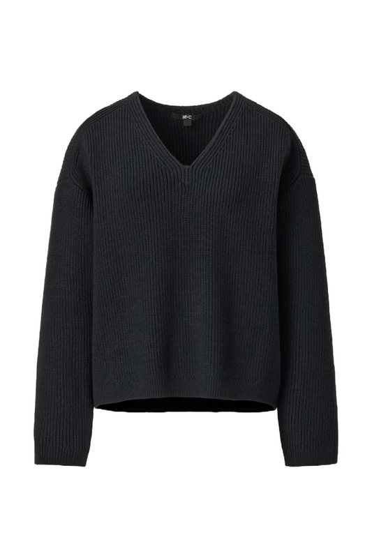 Black V Neck Short Jumper