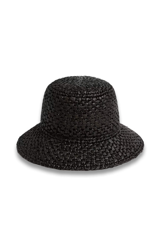 Black woven bucket hat 