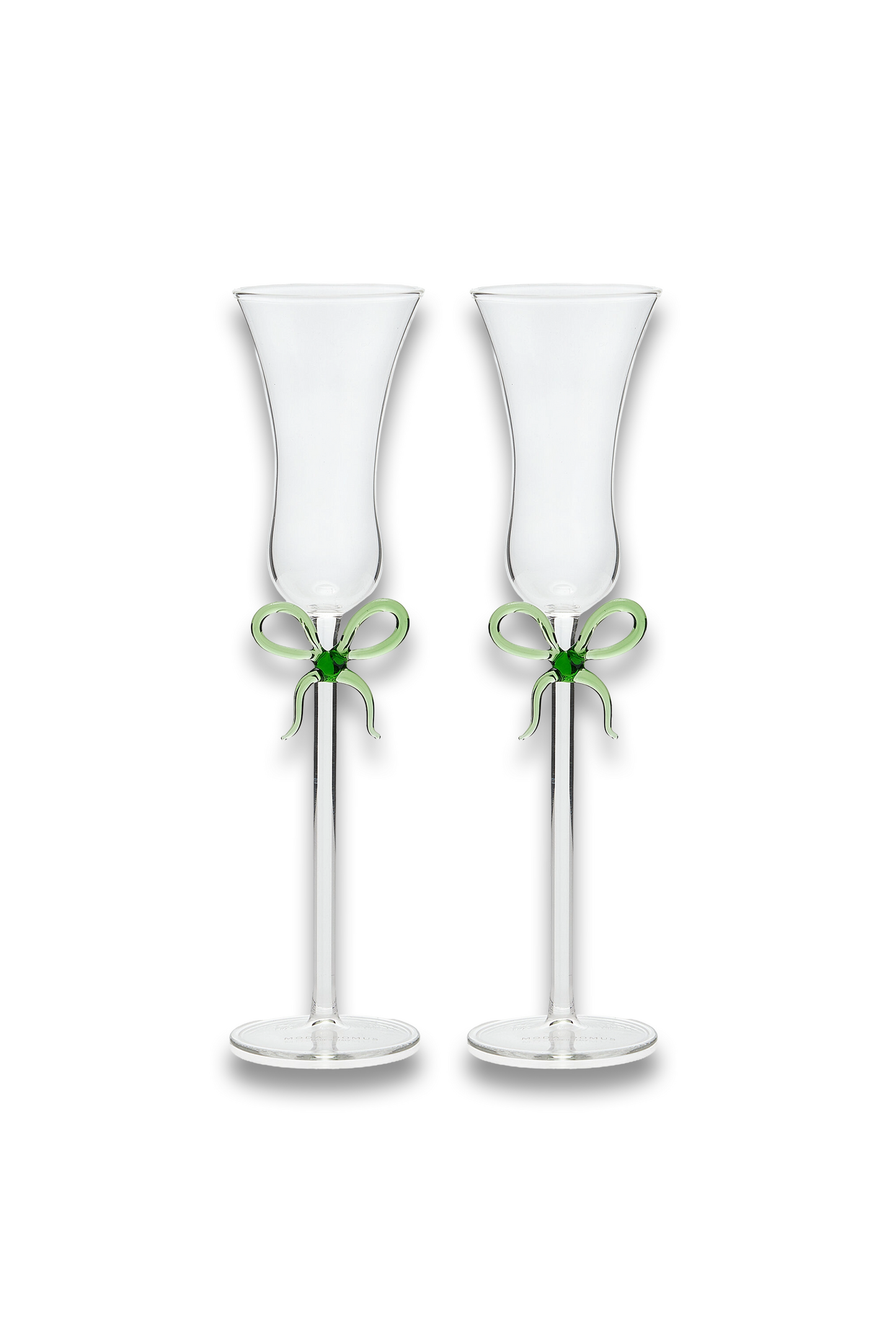 Moda Domus Set-of-Two Bow-Detailed Glass Champagne Flutes