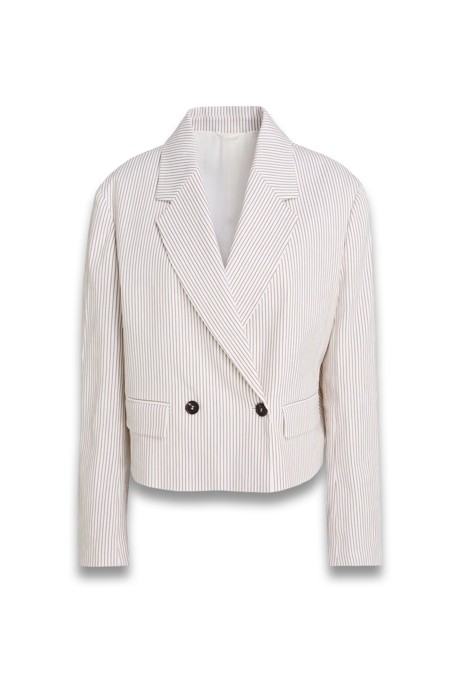 Double-breasted Striped Linen-blend Blazer