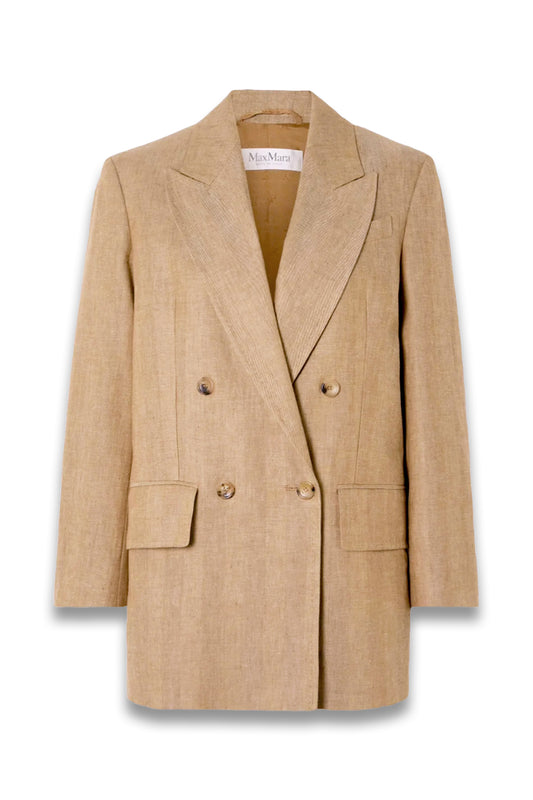 Gerla Double-breasted Herringbone Linen Blazer
