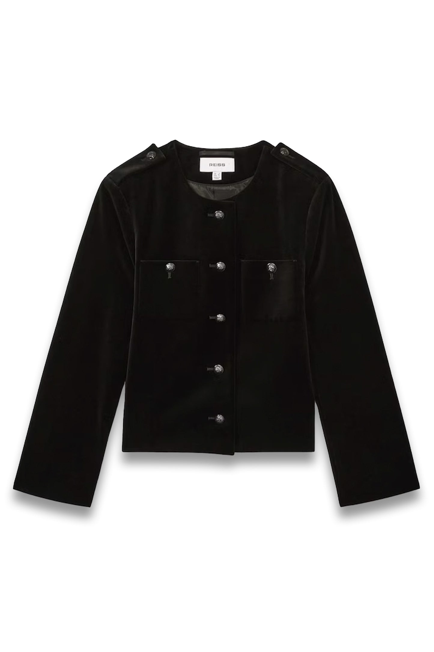Cropped Velvet Jacket in Black