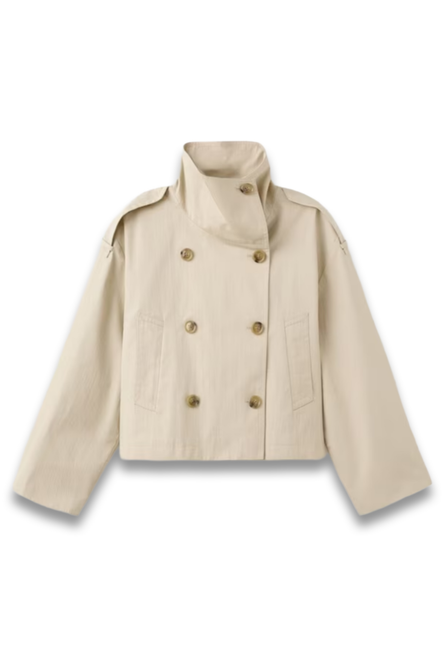 Funnel-neck Double-breasted Jacket